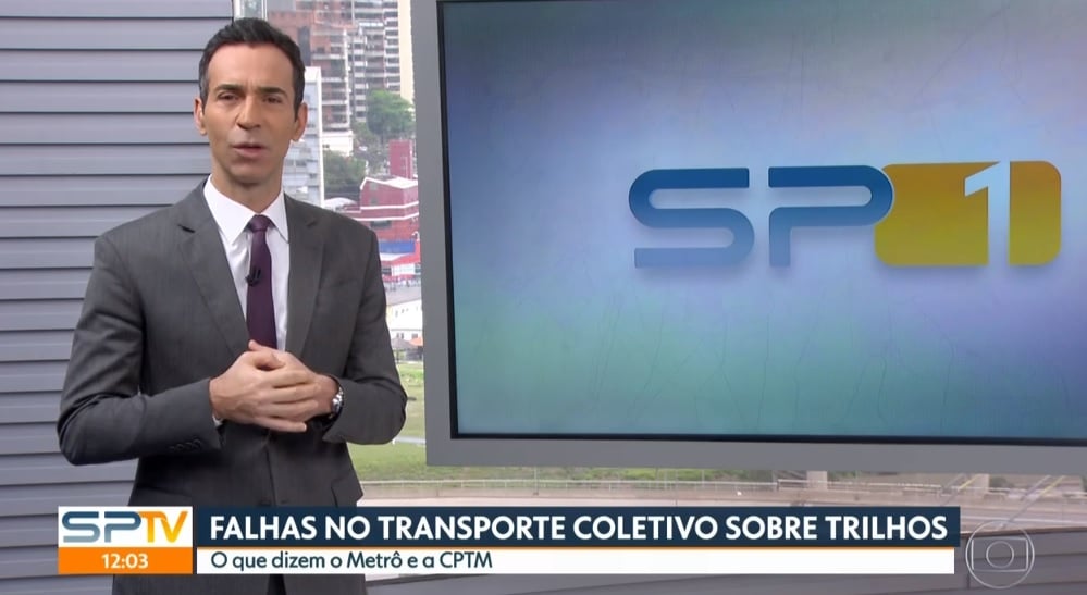 César Tralli no comando do SP1 da Globo (Foto: Reprodução)