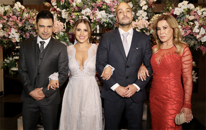 Foto do mais recente encontro de Zilu e Zezé no casamento de filha Camila (Foto: Reprodução)