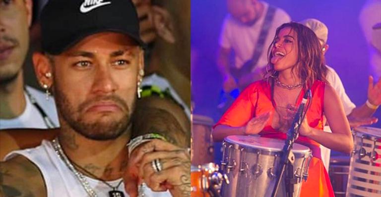 Neymar teve a sua atenção chamada por Anitta de cima do trio elétrico (Foto: Reprodução)