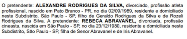 Rebeca Abravanel e Alexandre Pato se casaram em um Cartório de São Paulo 
