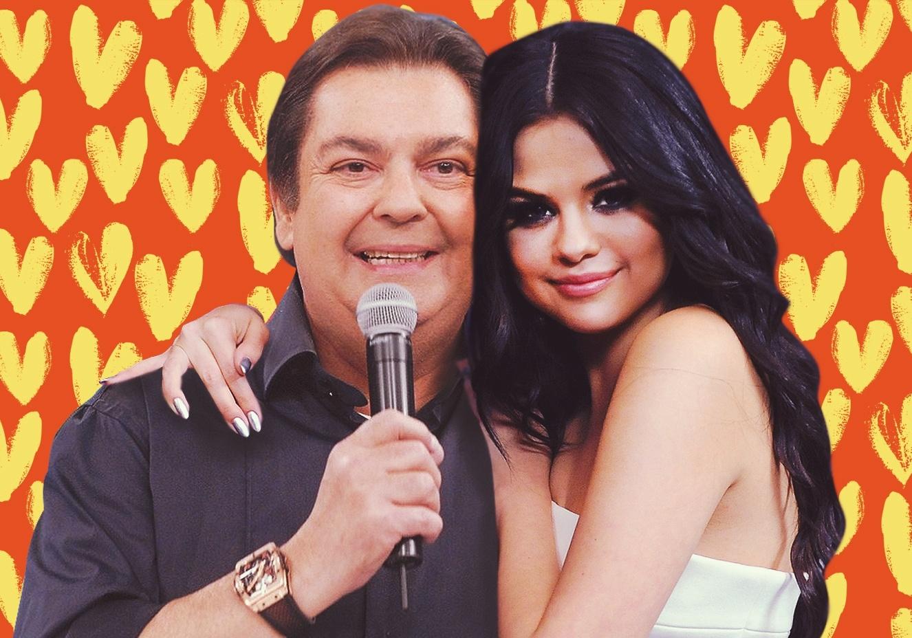 Faustão e Selena Gomez (Foto: Reprodução/Twitter)