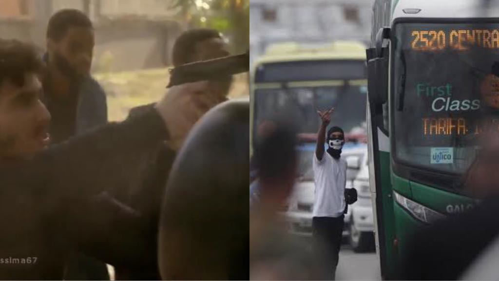 Record exibe cena de sequestro de Van Escolar um dia depois de sequestro real de ônibus no Rio de janeiro que terminou em morte (Montagem: TV Foco)
