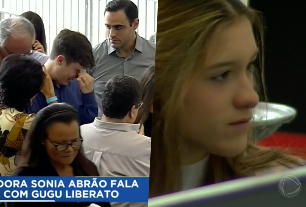 Filhos de Gugu durante velório do apresentador na Assembleia Legislativa de São Paulo (Foto reprodução RecordTV)