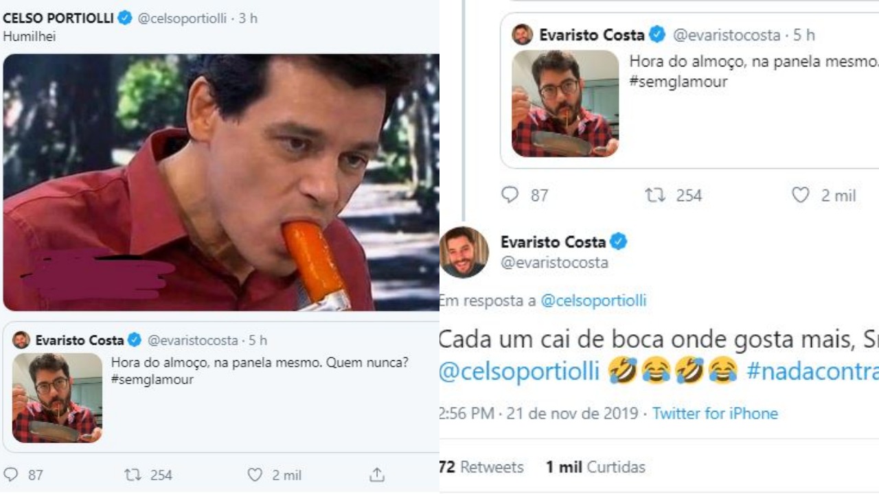 Celso Portiolli e Evaristo Costa fizeram a alegria do público nas redes sociais (Foto: Reprodução/Twitter)