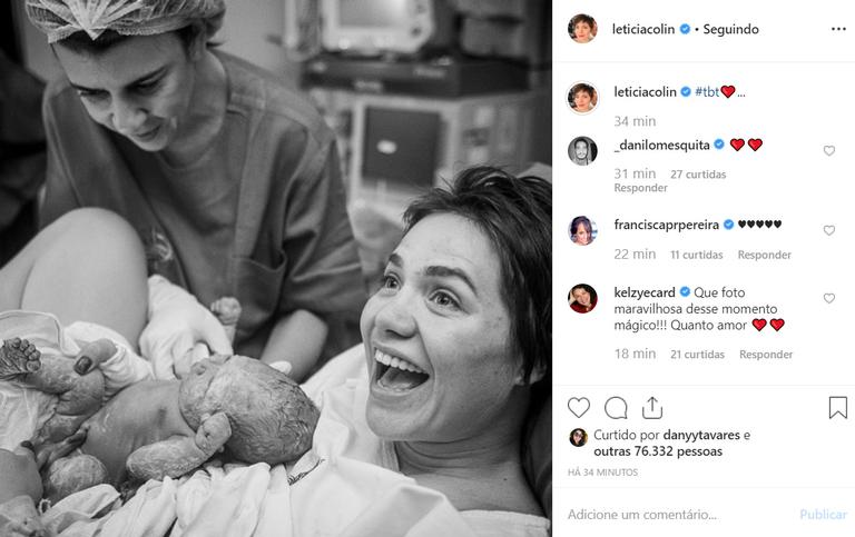 Letícia Colin mostra nova foto do parto do primeiro filho (Foto: Reprodução)