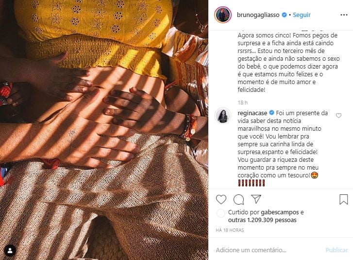 Regina Casé da detalhes surreais sobre a gravidez do ex-ator da Globo, Bruno e Gioavanna Ewbank (Foto: Reprodução/Instagram)