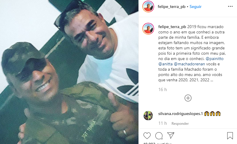 O irmão de Anitta, Felipe Terra, fez um agradecimento pelo ano de 2019 (Foto: Reprodução/ Instagram)