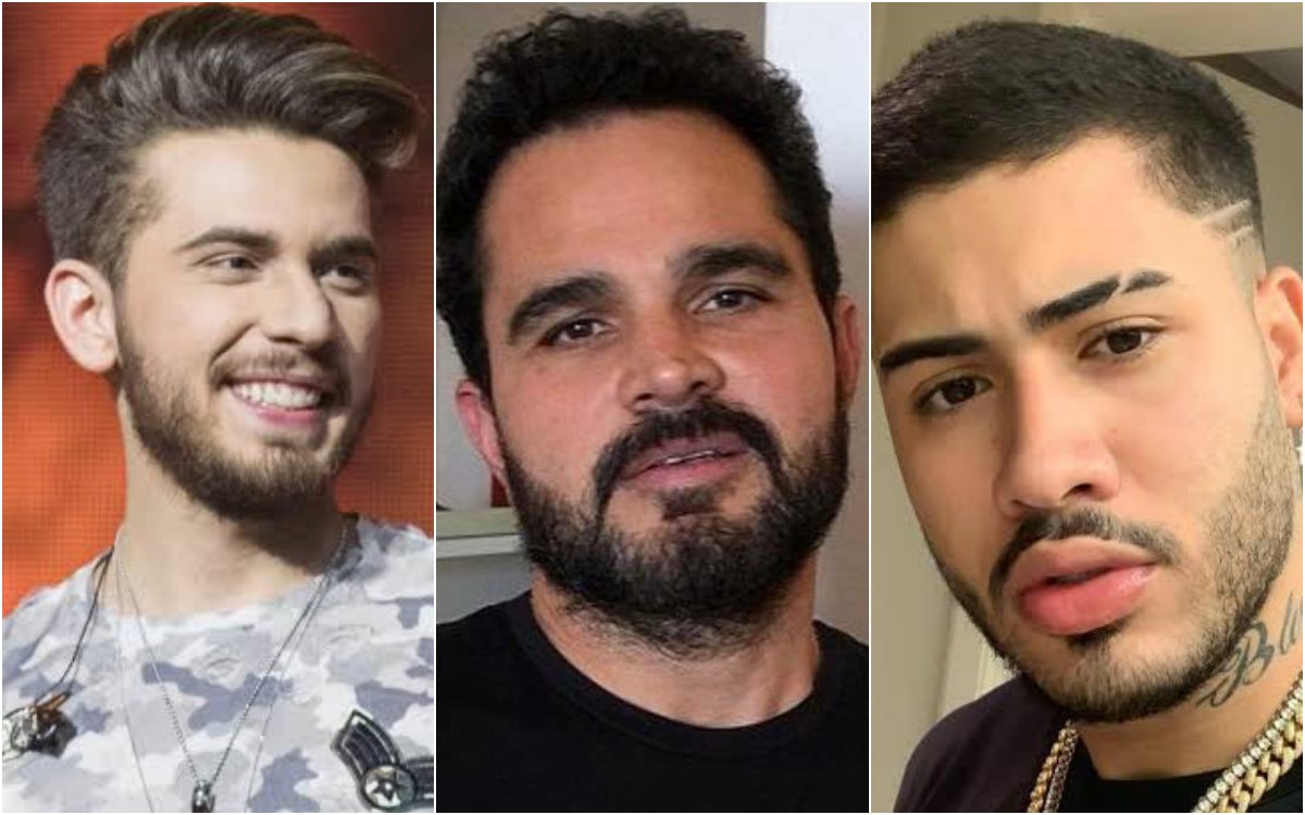 famosos cantores Gustavo Mioto, Luciano Camargo e Kevinho foram vítimas de rumores e acusações envolvendo relações homossexual. Foto: Reprodução